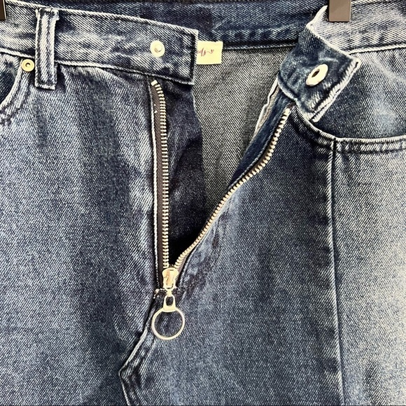 American Threads Mini Jean skirt with Ring Zip Closure Y2K L - Picture 3 of 9